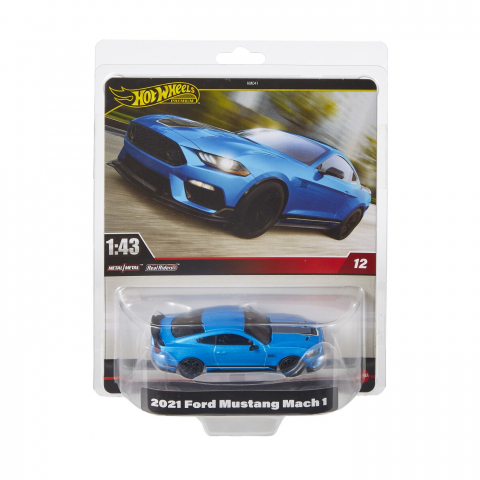 Jocuri si articole copii - HOT WHEELS PREMIUM REAL RIDERS MASINUTA METALICA FORD MUSTANG MACH 1 2021 SCARA 1:43