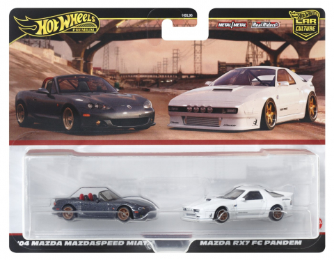 Jocuri si articole copii - Hot Wheels Premium Set 2 Masinute Metalice Mazdaspeed Miata Si Mazda Rx7 Fc Pandem Scara 1:64