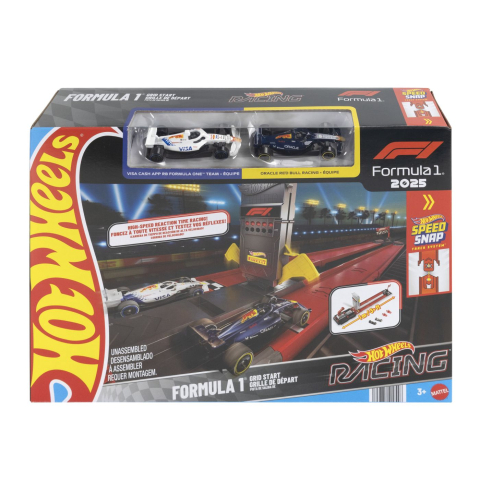 Vehicule și mașinuțe - HOT WHEELS RACING CIRCUIT DE CURSE GRID START FORMULA 1 2025 CU 2 MASINUTE INCLUSE