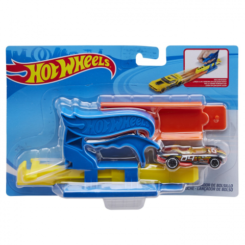 Jocuri si articole copii - HOT WHEELS SET LANSATOR PORTABIL ALBASTRU SI MASINUTA