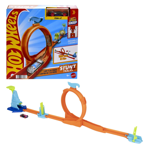 HOT WHEELS STUNT TRACKS PISTA CASCADORII CU BUCLA SI MASINUTA INCLUSA [4]