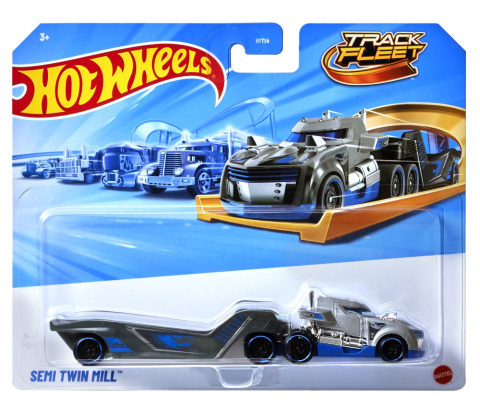Vehicule și mașinuțe - HOT WHEELS TRACK FLEET CAMION FLOTA SEMI TWIN MILL SCARA 1 LA 64