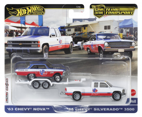 HOT WHEELS TRANSPORTATOR CHEVY SILVERADO 3500 88 CU MASINUTA CHEVY NOVA 63 SCARA 1:64 [0]