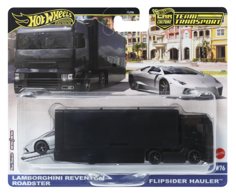 Masinute, Motociclete, Elicoptere, Avioane & Trenulete - HOT WHEELS TRANSPORTATOR FLIPSIDER HAULER CU MASINUTA LAMBORGHINI REVENTON ROADSTER SCARA 1 LA 64