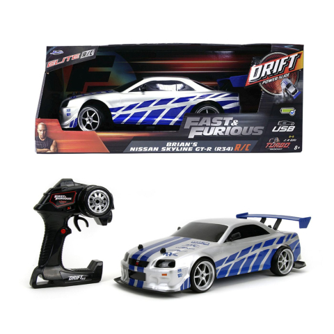 JADA ELITE FAST AND FURIOUS MASINUTA RC CU TELECOMANDA BRIAN NISSAN SKYLINE GTR R34 SCARA 1 LA 10 [4]
