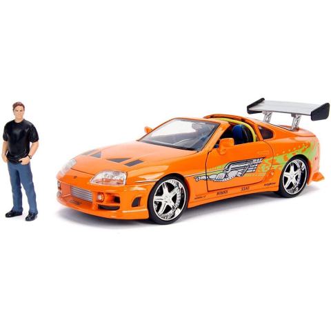 JADA FAST AND FURIOUS SET FIGURINA BRIAN SI MASINUTA METALICA TOYOTA SUPRA 1 LA 24 [1]