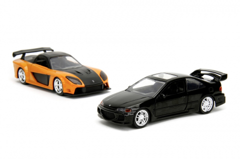 JADA FAST & FURIOUS LEGACY SERIES SET 2 MASINUTE METALICE HONDA CIVIC SI MAZDA RX-7 SCARA 1:32 [2]