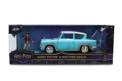Vehicule și mașinuțe - JADA HARRY POTTER SET FIGURINA HARRY POTTER SI MASINUTA METALICA FORD ANGLIA 1959 SCARA 1 LA 24