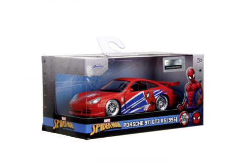 Jocuri si articole copii - JADA MARVEL MASINUTA METALICA SPIDER MAN PORSCHE 911 GT3 RS SCARA 1 LA 32