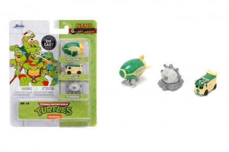 Masinute, Motociclete, Elicoptere, Avioane & Trenulete - Jada Set 3 Mașinuțe Metalice Testoasele Ninja 4cm