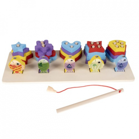 Joc 2 in 1, sortator si joc de pescuit, lemn,+3 ani [2]