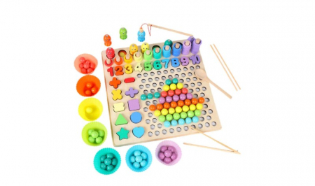 Jocuri si jucarii educative - Joc educativ Bead Holder cu activitati si joc de pescuit
