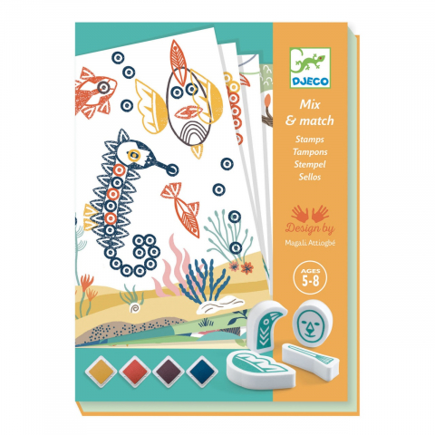 Jocuri si Jucarii Educative - Joc creativ cu stampile Animale surprinzatoare, Djeco