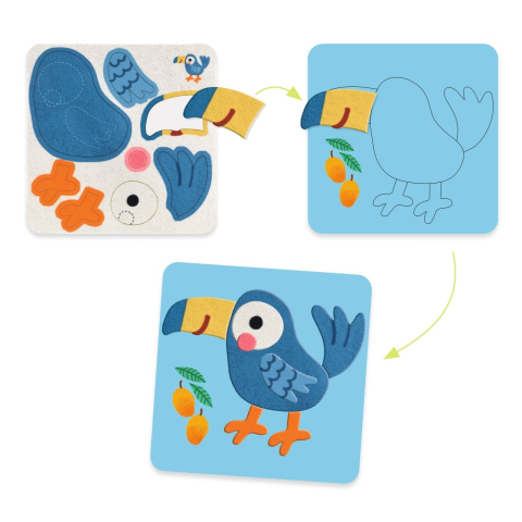 Joc creativ cu stickere din fetru Animalute moi, Djeco [4]