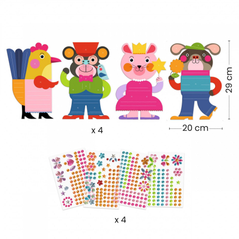 Set creativ 4 planse  de decorat animale cu strasuri,3-6 ani [4]