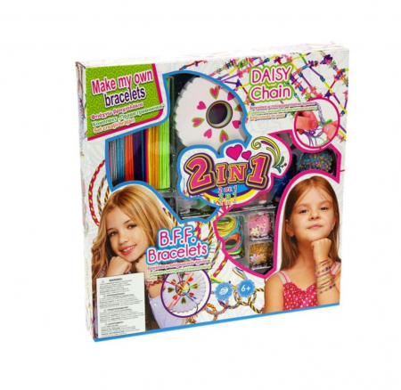 Produse art & craft-Lucru manual - Joc creativ pentru fetite- Bratari  colorate impletite