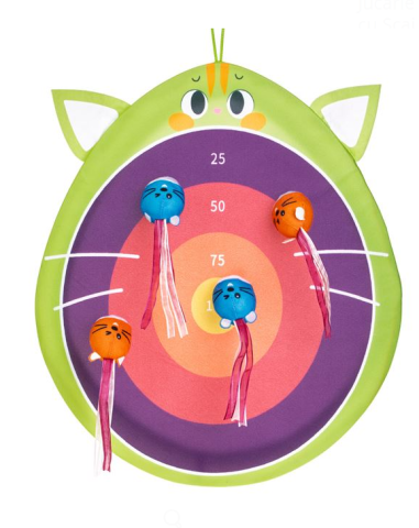 Jocuri motrice și de îndemânare - Joc darts copii in forma de animal cu 4 mingi cu scai, 44x51 cm