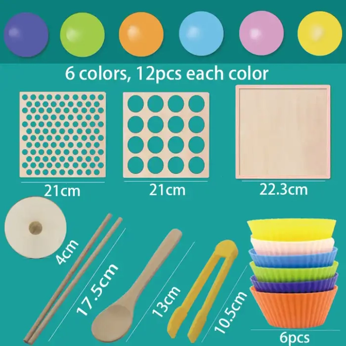 Joc de indemanare, memorie si exersarea motricitatii cu bile, lemn,+36 luni [1]