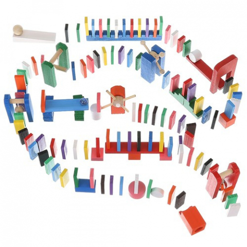 Joc Domino din lemn cu saculet inclus, multicolor,360 piese [1]
