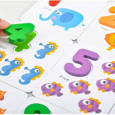 Joc educativ de matematica cu betiosare, carduri si numere din lemn, +4 ani [1]