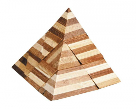 Jocuri si Jucarii Educative - Joc logic IQ din lemn bambus 3D Pyramid