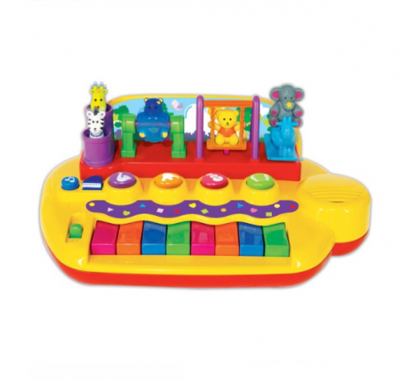 Jucarii interactive bebelusi - Joc Pop Up cu mini figurine animale si pian