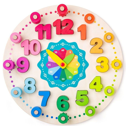 Jocuri de logica - Jucărie din lemn – Ceas didactic cu matematică și inele de numărat