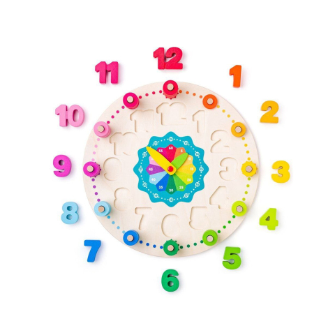 Jucărie din lemn – Ceas didactic cu matematică și inele de numărat [2]