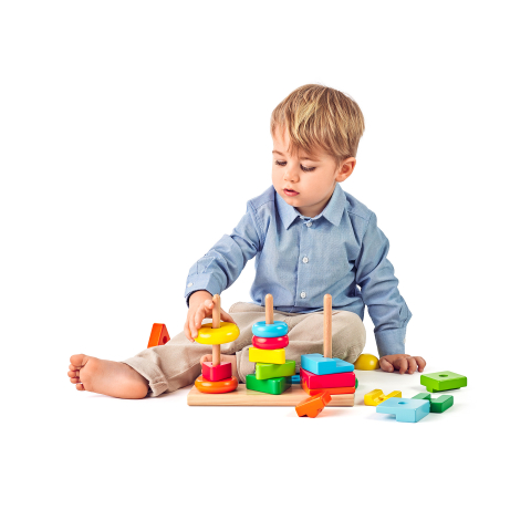 Jucărie din lemn de stivuit – Forme geometrice, turnuri educative [2]