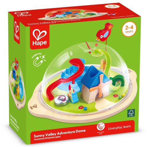 Jucarii Bebelusi - Jucărie din lemn labirint magnetic 3D Sunny Valley – joc interactiv cu bile