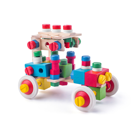 Jucărie din lemn – Set de construcție la găleată (144 piese) [1]