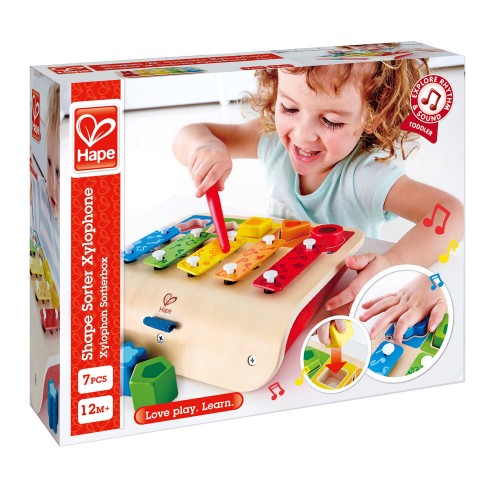 Jucarii muzicale - Jucărie din lemn – Xilofon cu puzzle, instrument muzical multifuncțional