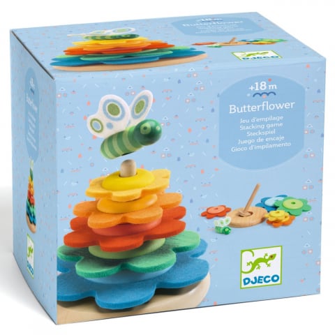 Jocuri si Jucarii Educative - Jucarie Montessori Turn flori si fluture, Djeco