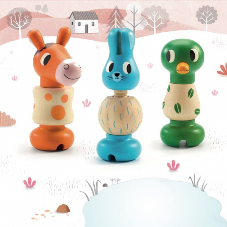 Jocuri si Jucarii Educative - Jucărie Motorică Animale cu Șurub Rondanimo Djeco