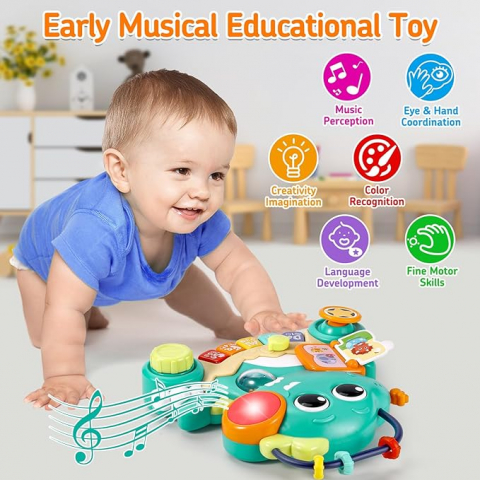 Jucarie muzicala 2 in 1 pentru bebelusi-Descopera Dinozaurul,+6 luni [5]