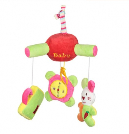 Jocuri si articole copii - Jucarie muzicala de agatat-Baby on cu 3 accesorii