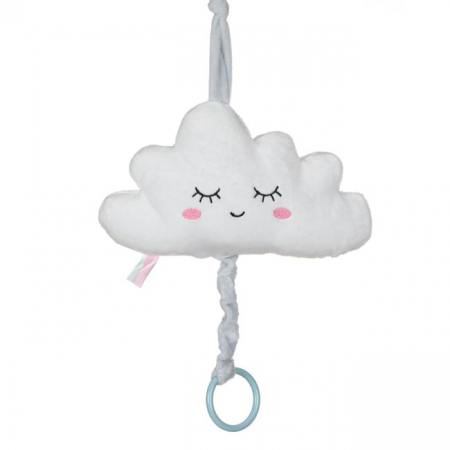 Jucarii pentru carucior si patut - Jucărie Muzicală - Norișorul Somnoros, Alb, 23 cm