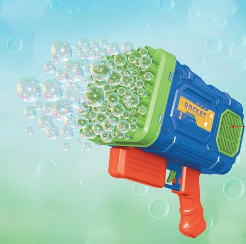 Jucarie Pistol pentru baloane de sapun cu lumini LED si 87 gauri, cu rezerva 100 ml [1]
