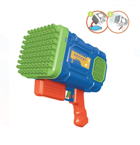 Baloane de săpun - Jucarie Pistol pentru baloane de sapun cu lumini LED si 87 gauri, cu rezerva 100 ml
