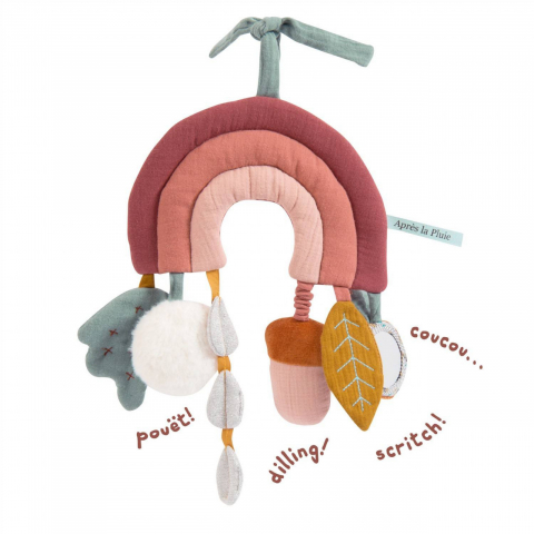 Jucarii de sortat si motricitate - Jucarie senzoriala bebe Curcubeu cu activitati, Moulin Roty
