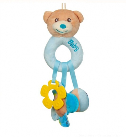 Jucarii senzoriale si zornaitoare - Jucărie Senzorială - Ursuleț cu Accesorii, Albastru, 25 cm