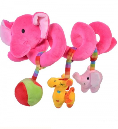 Jucarii pentru carucior si patut - Jucărie Spiralată pentru Patut sau Cărucior - Elefant, 27 cm