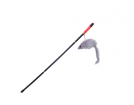 Jucarii si accesorii pentru animale - Jucarie stick cu soarece de plus pentru pisici