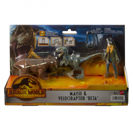 Jocuri si articole copii - Jurassic World Dominion - Set Figurine Maisie și Velociraptor Beta 