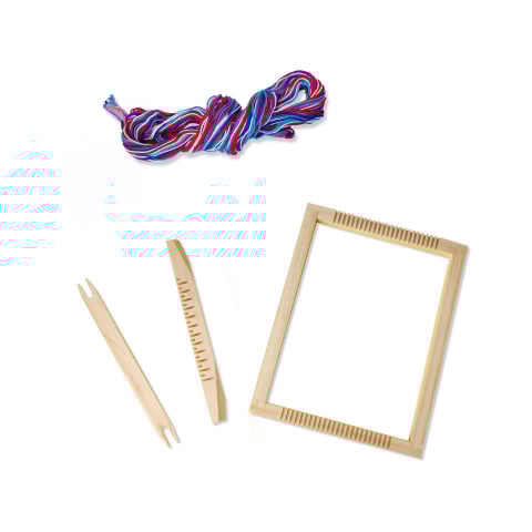 Kit creativ-Razboi de tesut de jucarie cu accesorii si fire colorate,+8 ani [3]