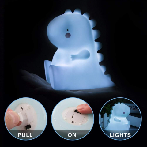 Lampa de veghe pentru copii, model dinozauri, diverse culori,plastic, 10x12 cm [5]