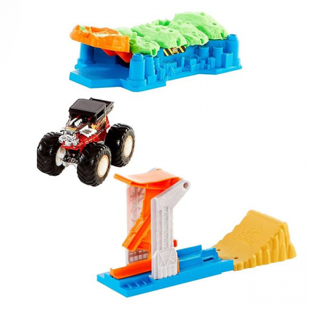 Masinute si vehicule cu telecomanda - Lansator cu masinuta Monster Trucks-Hot Wheels