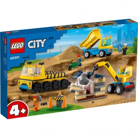 Lego city camioane de constructie si macara cu bila pentru demolari 60391 [0]