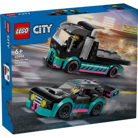 Lego City - Lego City Masina De Curse Si Camion Transportator De Masini 60406