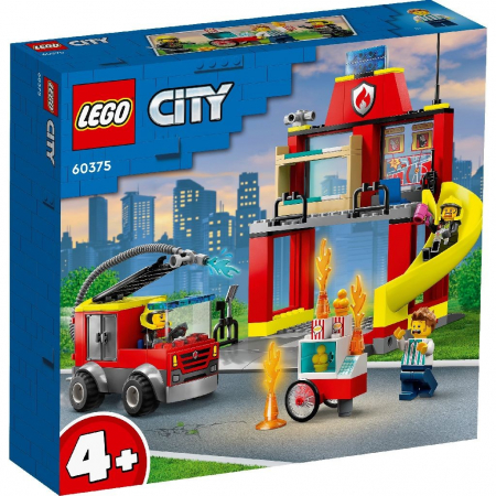 Lego City - LEGO City Stația și Mașina de Pompieri 60375 